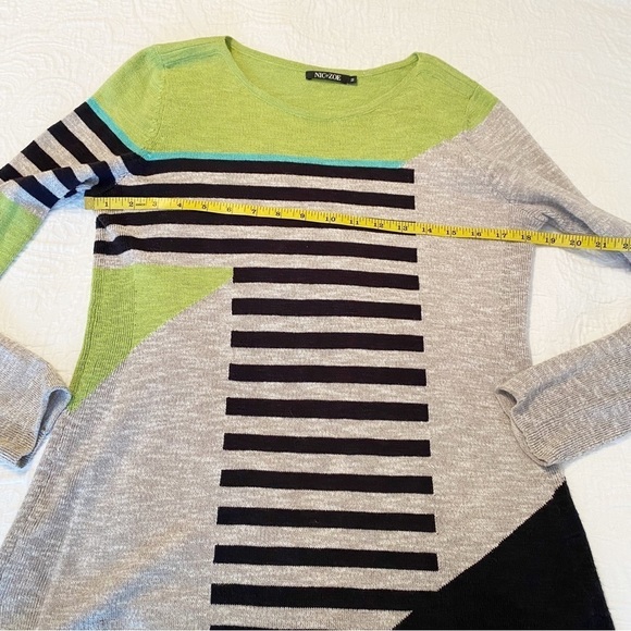 Nic + Zoe Color Block Lightweight Long Sleeve Stripe Sweater - Medium - Picture 7 of 9
